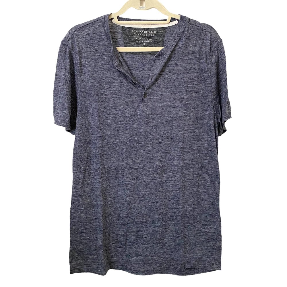 Banana Republic Heathered Navy Short Sleeve Tee